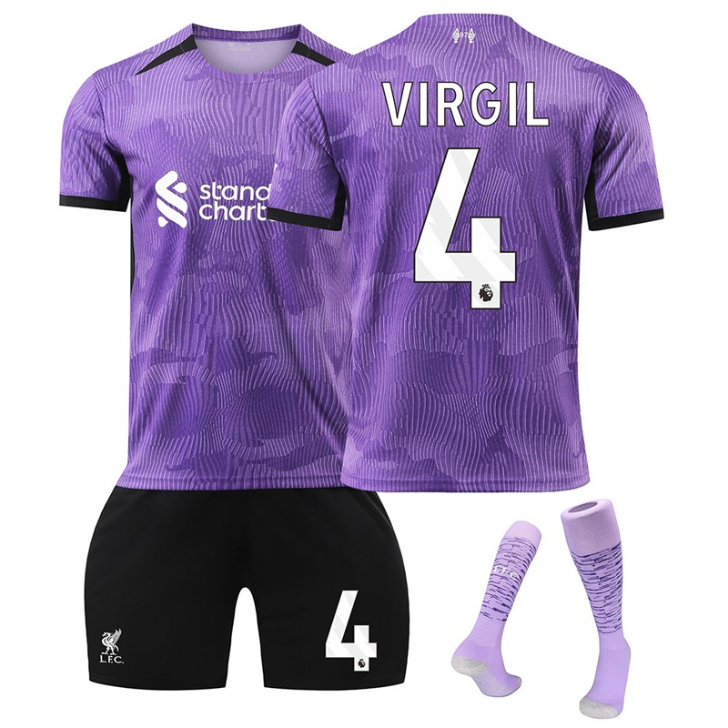 Liverpool Virgil 4 Tredjedrakt 2023/24 Lilla Kortermet + Sort Korte bukser