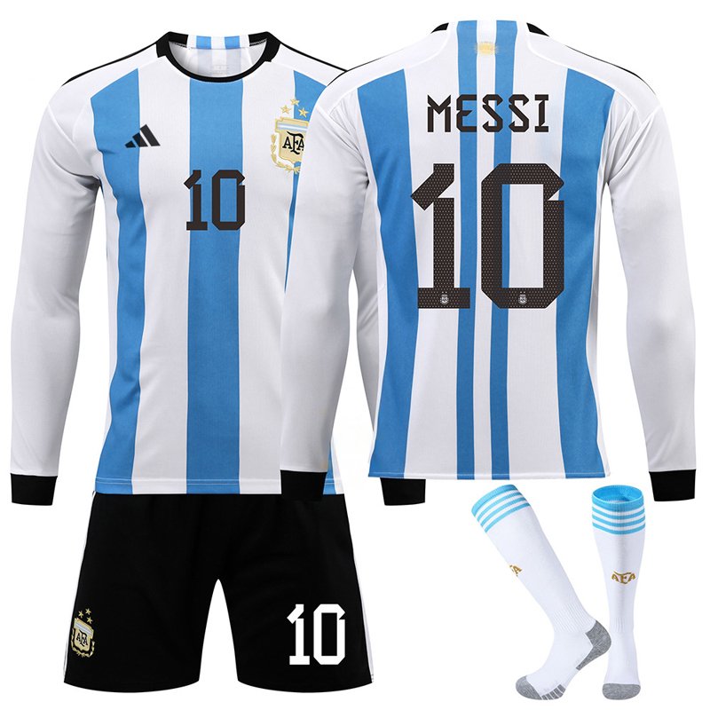 MESSI 10 Argentina Hjemmedrakt 22/23 Langermet + Korte bukser