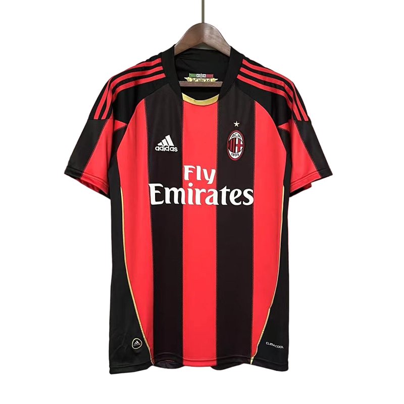 AC Milan Hjemmedrakt 2010/11 Retro drakt Rød Sort Kortermet