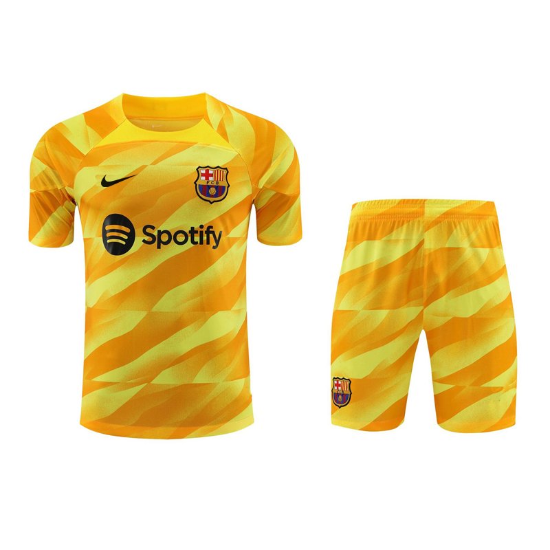 FC Barcelona Keeper drakt 23/24 Gul Kortermet + Korte bukser