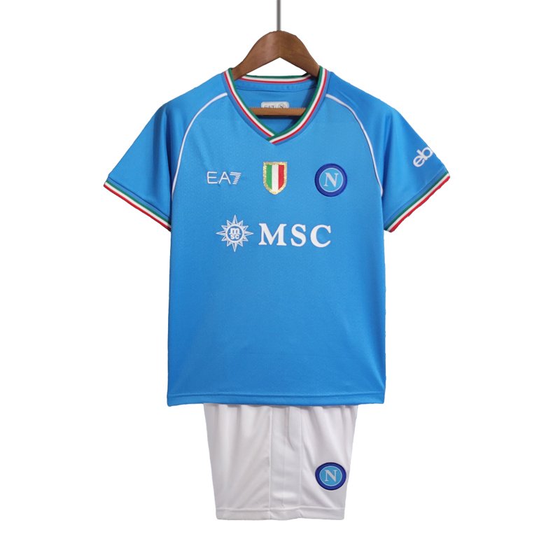 Fotballdrakter Barn SSC Napoli Hjemmedrakt 23-24 Blå Kortermet + Hvit Korte bukser