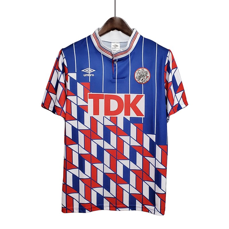 Fotballdrakter Herre Vintage Ajax 1989-1990 Bortedrakt Retro Kortermet