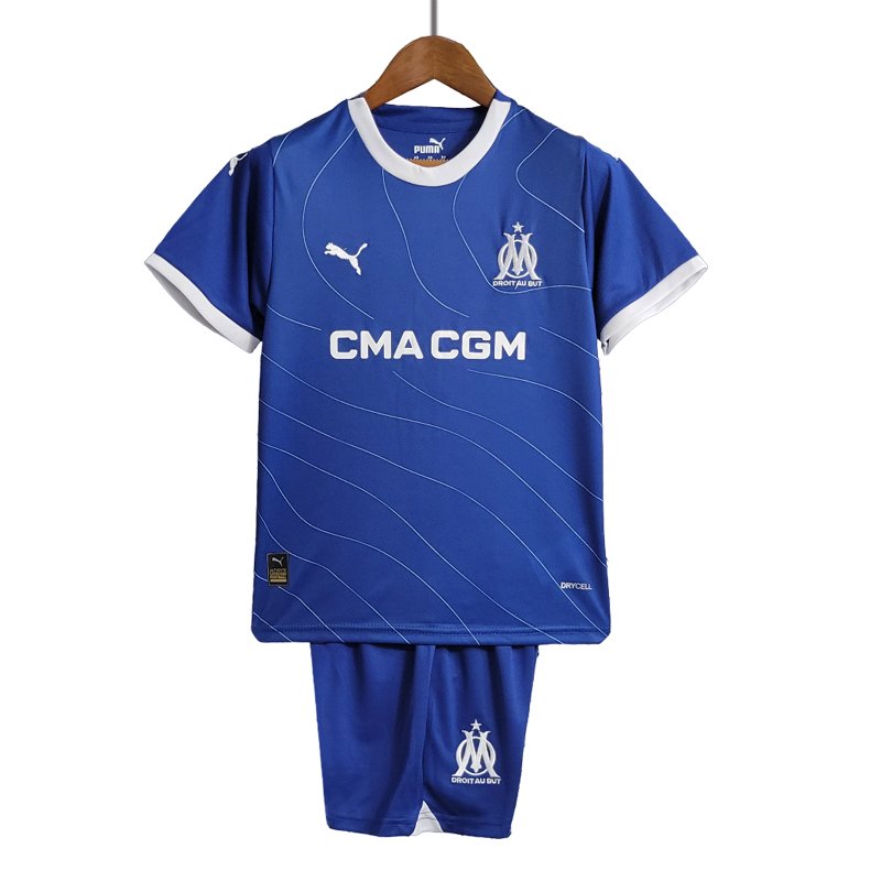 Olympique de Marseille Bortedrakt 2023/24 Blå Kortermet + Korte bukser til Barn