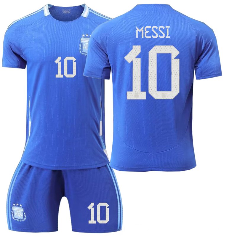MESSI 10 Argentina Bortedrakt 2024 Copa America Blå Kortermet + Korte bukser
