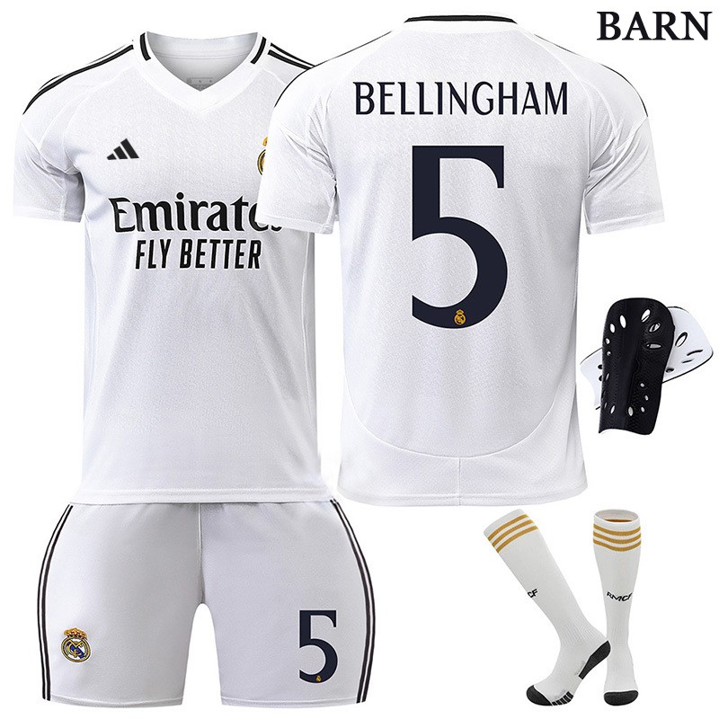 Bellingham 5 Real Madrid 24/25 Hjemme Fotballskjorte for Barn