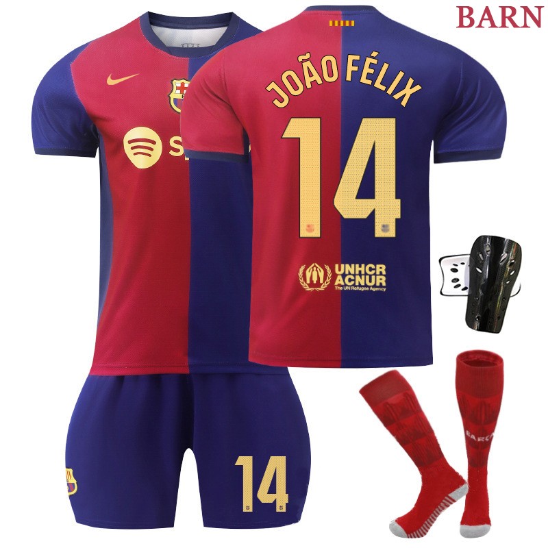 FC Barcelona Hjemmedrakt 24/25 Barn Kortermet + Korte bukser João Félix 14