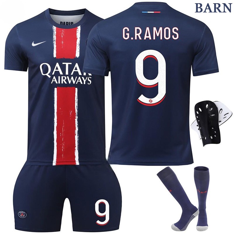 PSG 24/25 Barn Hjemme Fotballtrøye Med G.Ramos 9 trykk