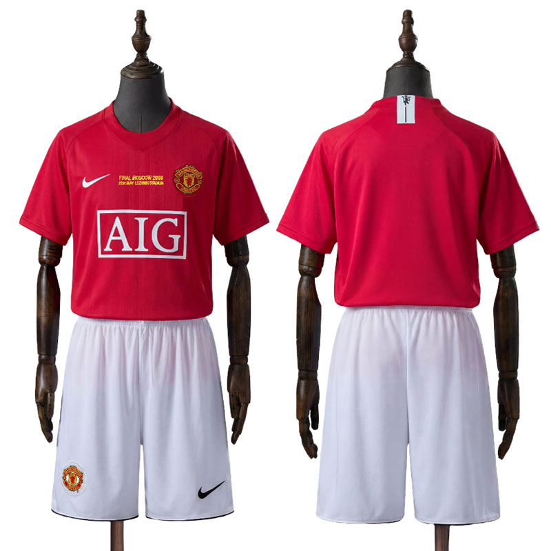 Retro Manchester United 07/08 Champions League Barn Fotballdrakt – Hjemmedrakt Sett