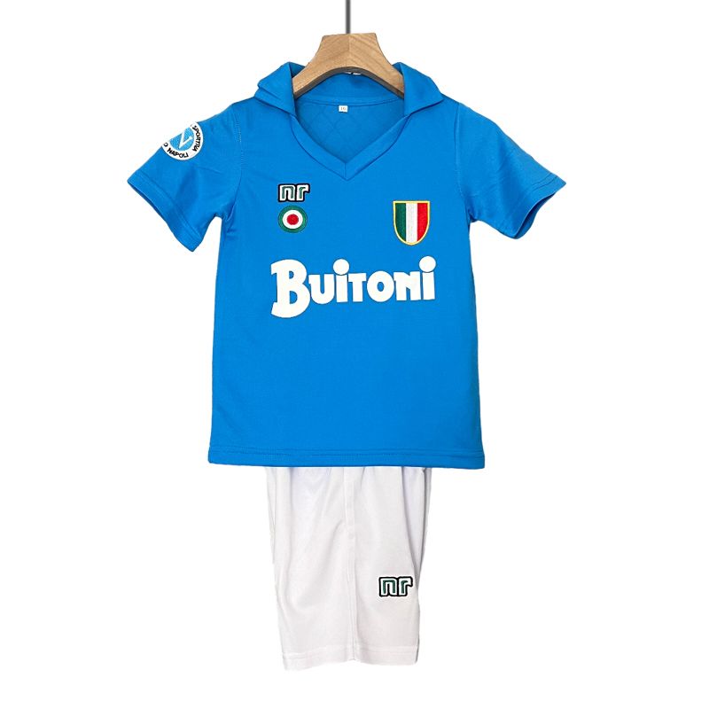 Retro drakter Napoli Hjemmedrakt 1987-88 Kortermet + Korte bukser til barn