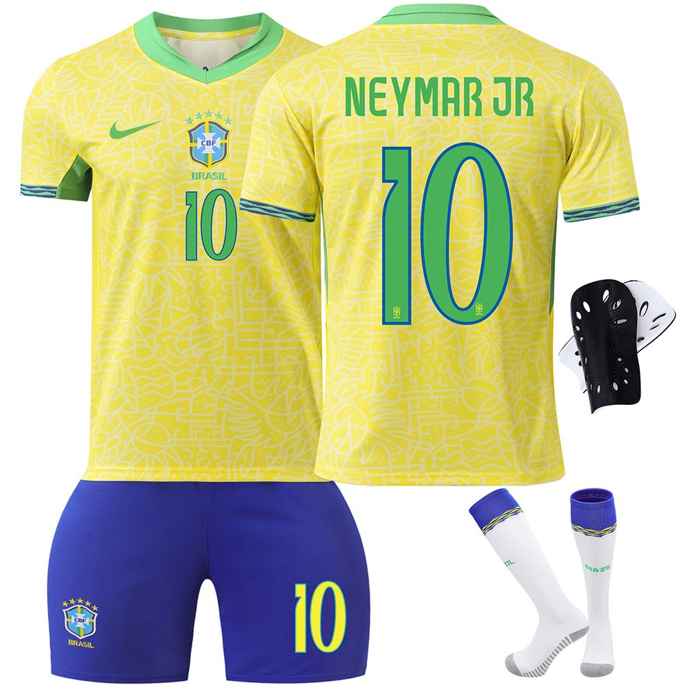 Brasil 2024/25 Neymar JR 10 Landslagsdrakter - Kortermet med Korte Bukser