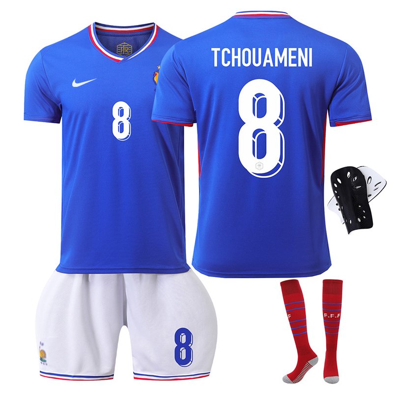 Frankrike Tchouameni #8 Hjemme Jersey for EURO 2024