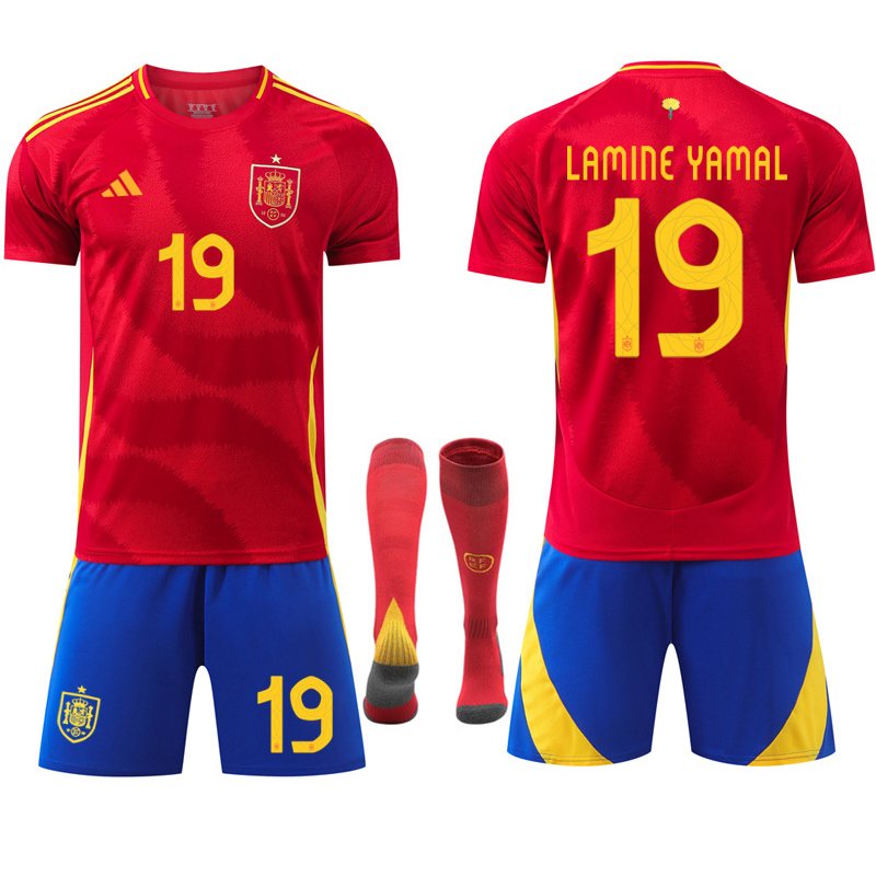 Spanias Lamine Yamal 19 Hjemmedrakt EURO 2024 Kortermet + Korte bukser