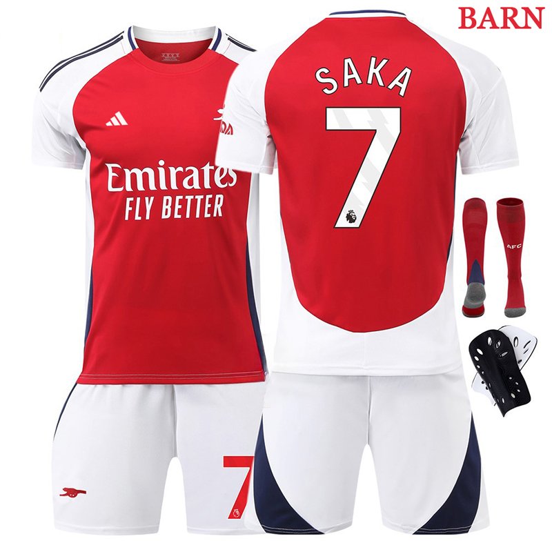 Arsenal 2024/25 Barn Hjemmedraktsett Med Saka 7 trykk