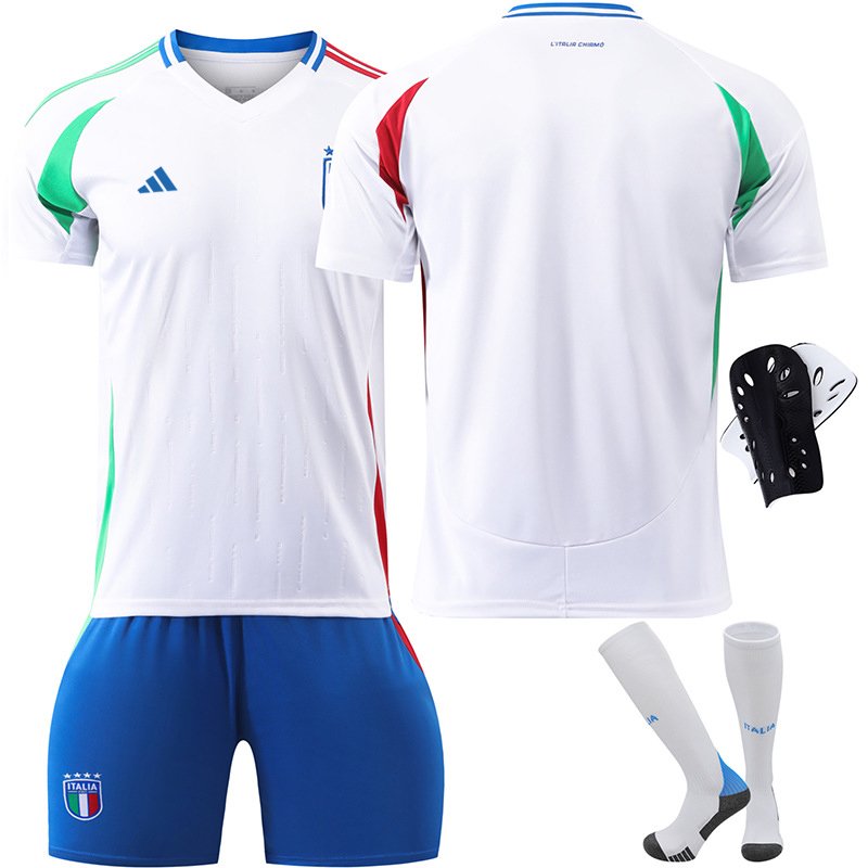 Italia Bortedrakt 2024/25 Hvit Kortermet + Blå Korte bukser