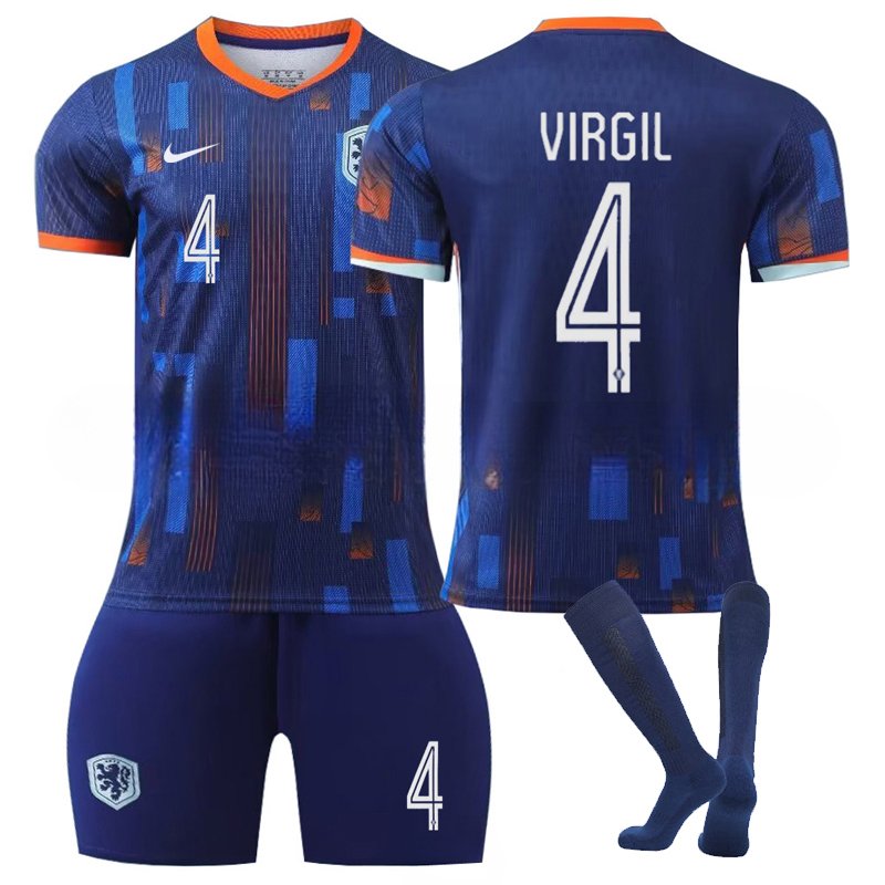 Kjøp Fotballdrakter Nederland Virgil 4 Bortedrakt EM 2024 Kortermet