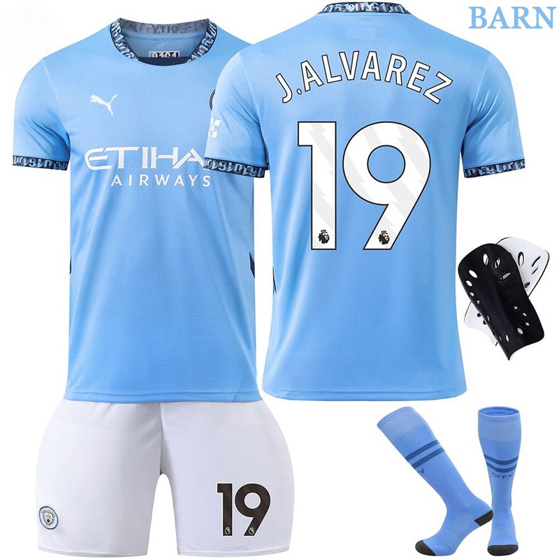 Manchester City J.Alvarez 19 Barn Hjemme Draktsett 2024/25