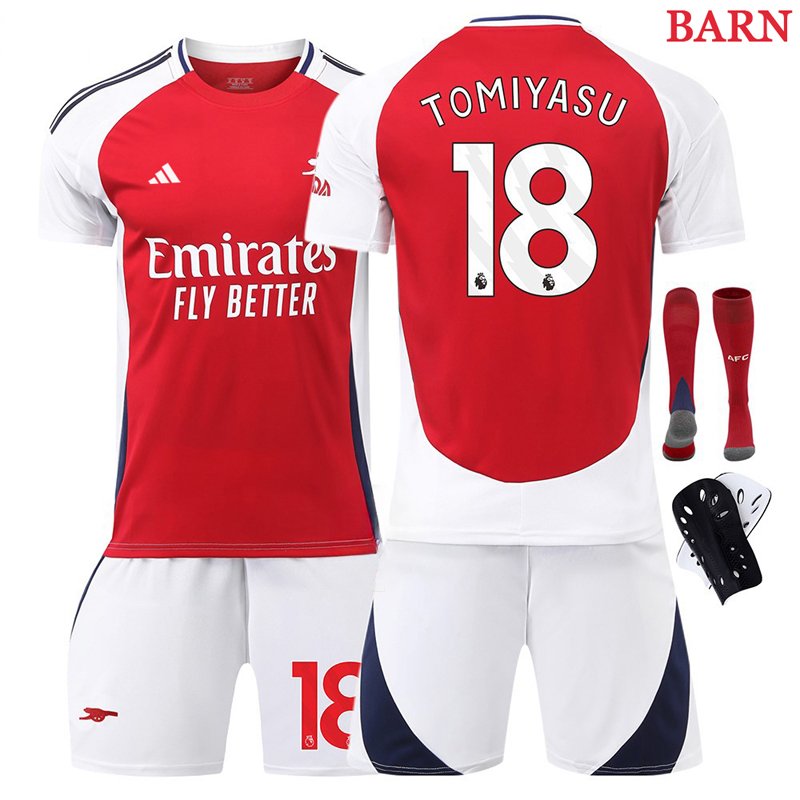 Ny sett Arsenal barn fotballdrakt TOMIYASU 18 Arsenal Hjemmedrakt 2024/25