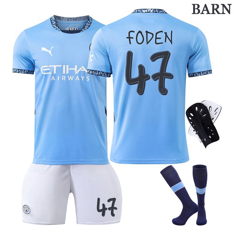 Champions League Foden 47 Man City Barn Hjemmedrakt 24/25 Cup drakt til salgs