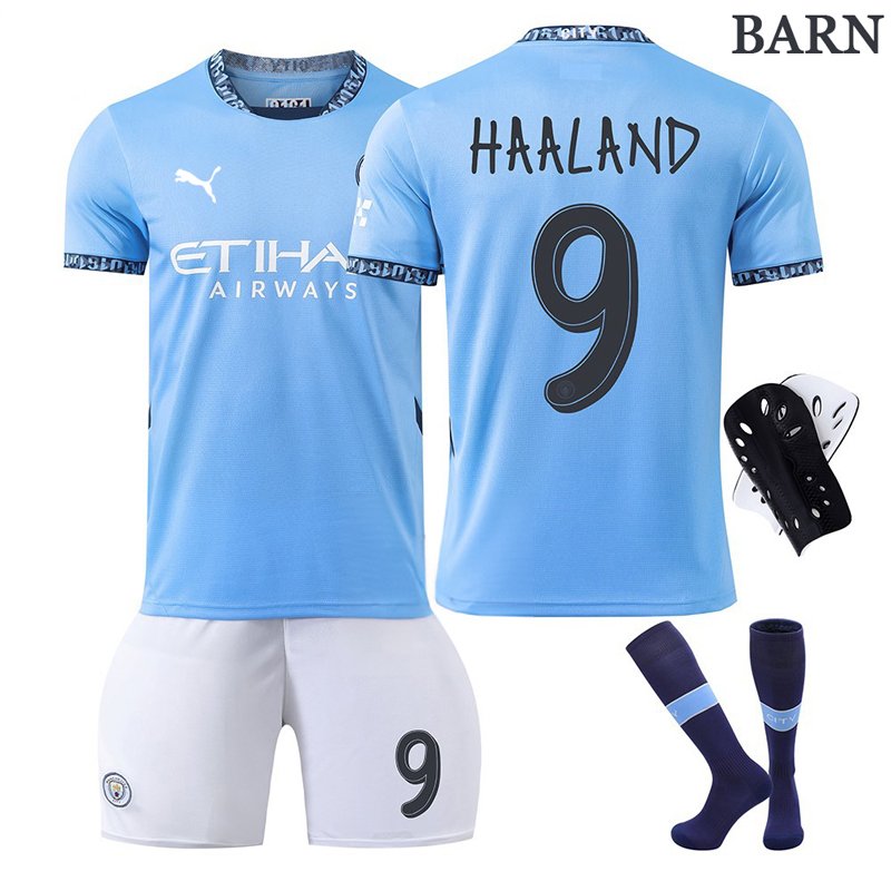 Champions League Hjemmedrakt Haaland 9 Manchester City 2024/25 Kit til barn