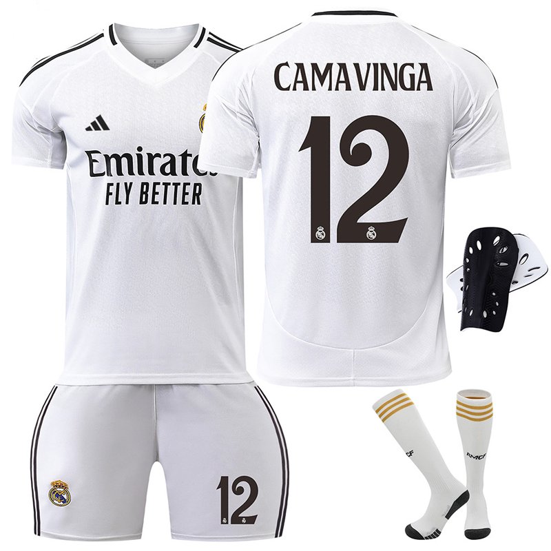Fotballdrakt Real Madrid Eduardo Camavinga 12 Hjemme barn drakt 2024-25