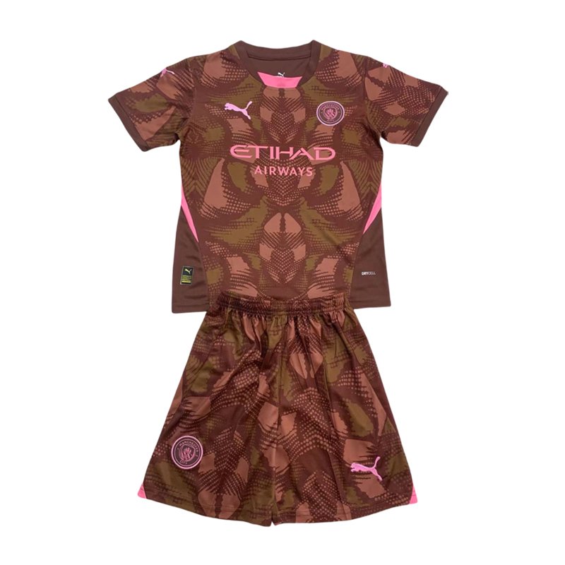 Fotballdrakter Barn Manchester City FC 24/25 Keeperdrakter - brun