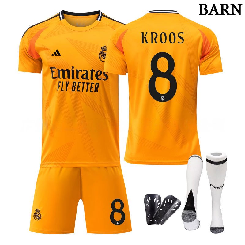 Oransje Real Madrid KROOS #8 2024/25 barn borte drakt - kjøp nå