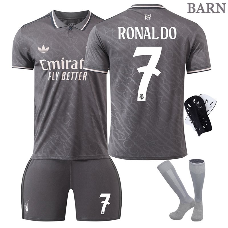 Real Madrid 24-25 barn tredjedrakt med Ronaldo 7 trykk