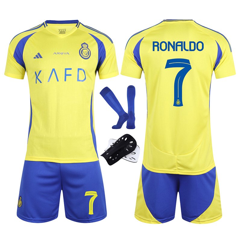 Saudiarabiske fotballklubber Ronaldo 7 Al-Nassr FC 2024/25 Hjemmedrakt til barn