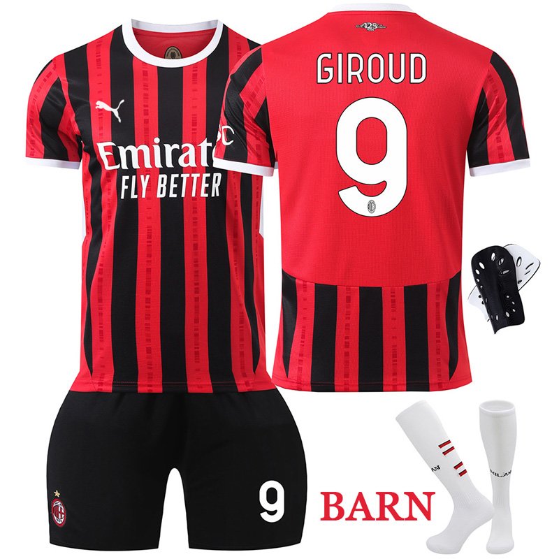 AC Milan Hjemmedrakt fra 24-25 sesongen med Giroud 9 trykk for barn