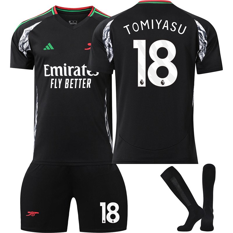 Arsenal FC 2024/25 Bortedrakt med TOMIYASU 18 – tilpasset trykk
