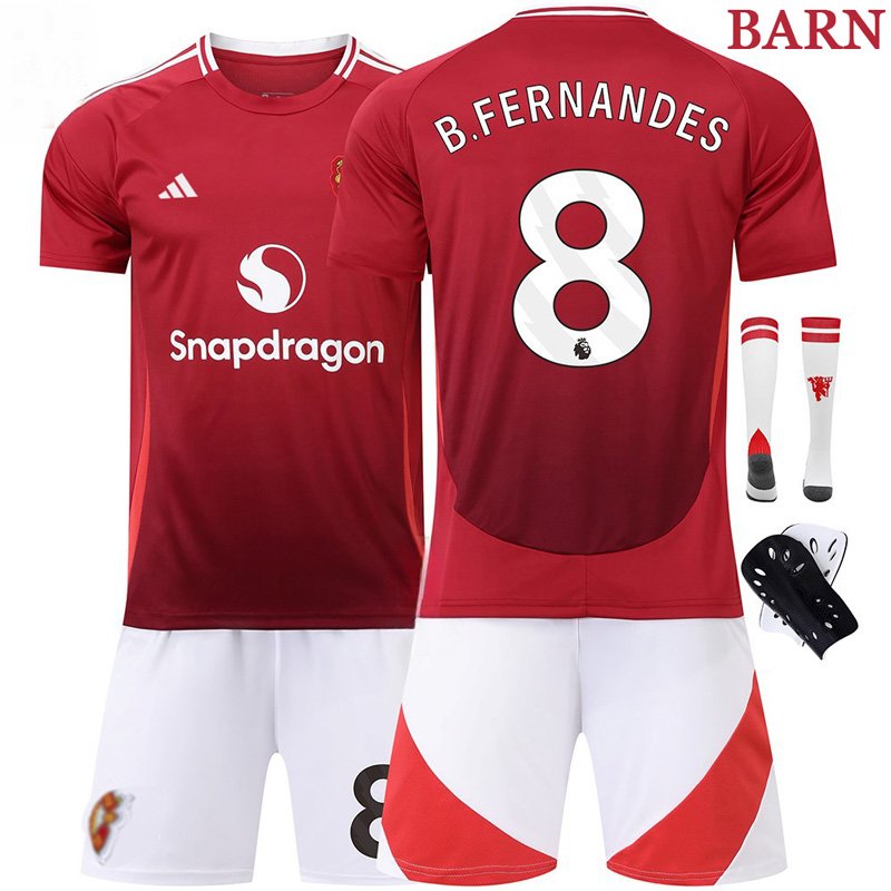 B. Fernandes 8 Manchester United barn hjemmedrakt for sesongen 2024/25