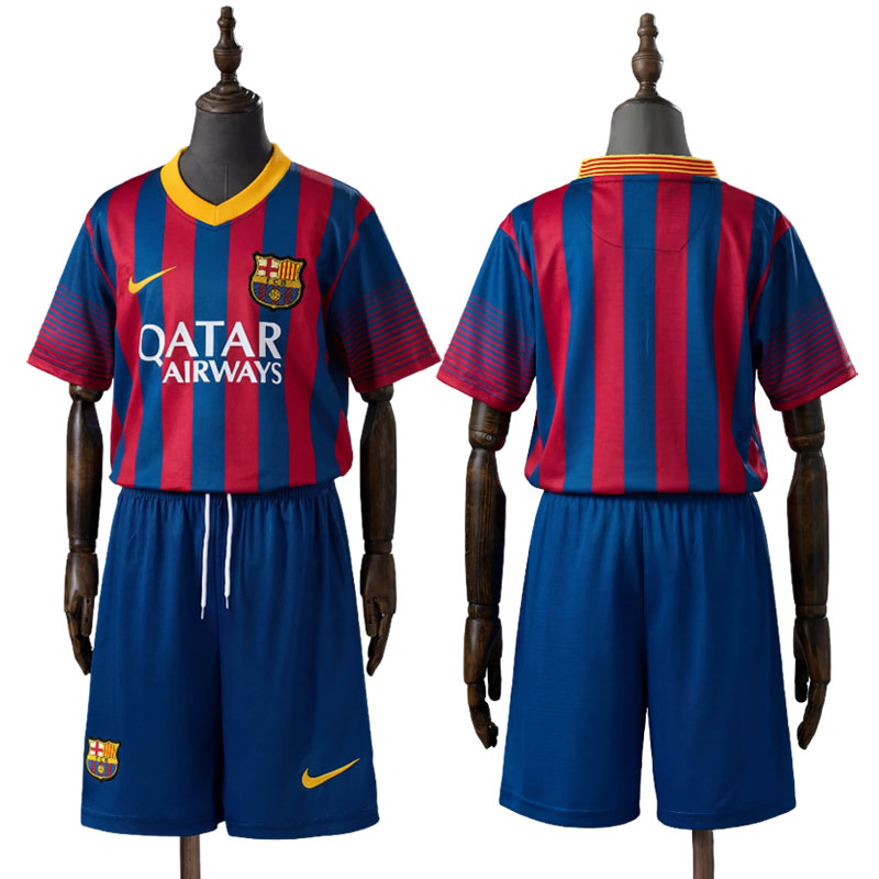 Barcelona barn fotballdrakt 2013-14 hjemmedrakt retro sett med shorts