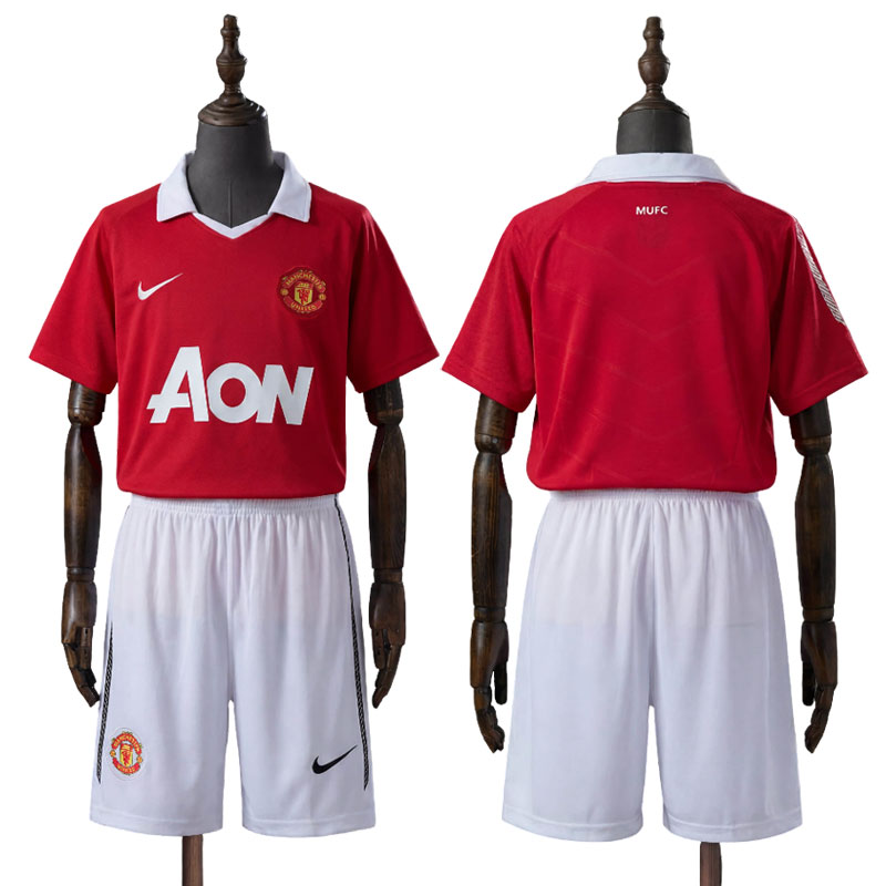 Manchester United 2010/11 retro fotballdrakt – Hjemmesett for barn