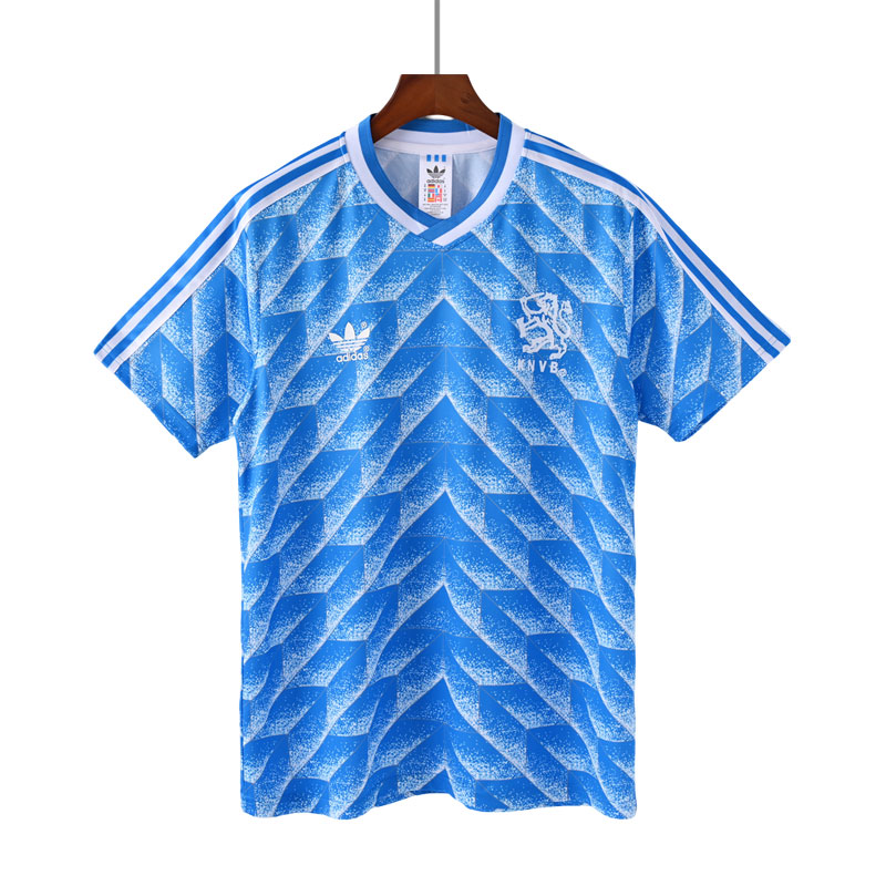 Herre Fotballdrakter Nederland Borte Retro 1988 Blå Kortermet