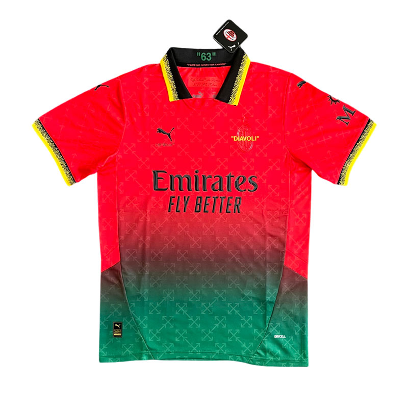 Off-White x AC Milan Co-Branded Drakt 2025 Rød Kortermet