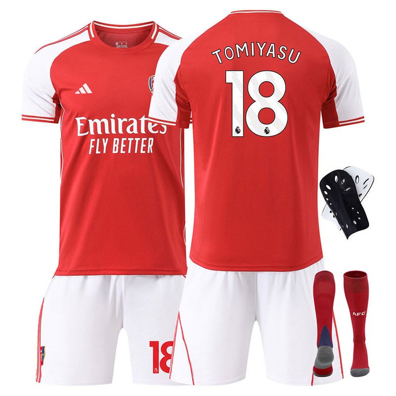 Arsenal barn fotballklær 2025/26 hjemmedrakt TOMIYASU 18 trykk