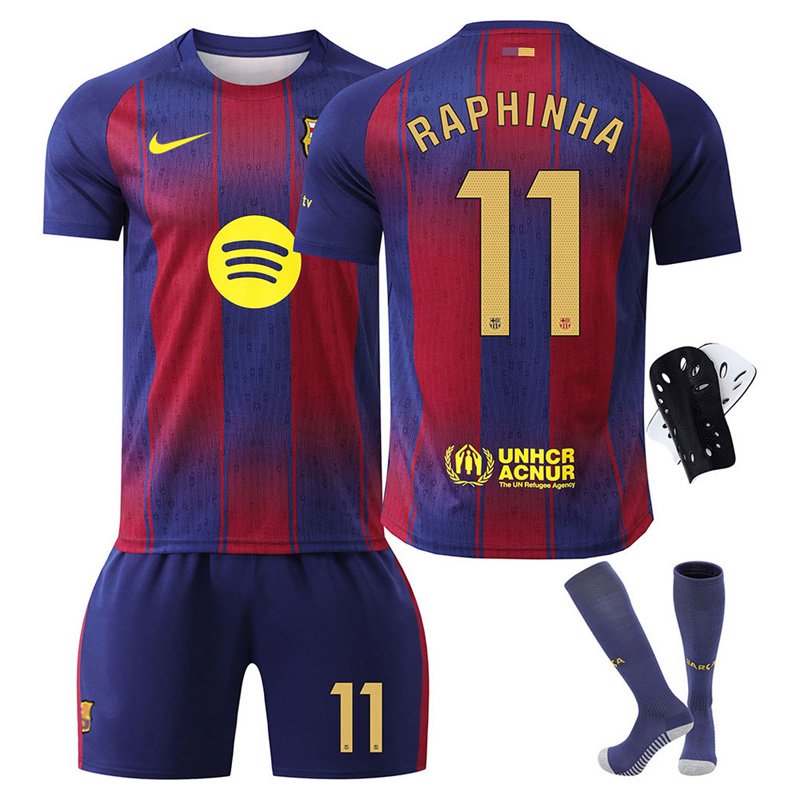 Barcelona hjemmedrakt 2025/26 for barn – Med RAPHINHA navn og 11 nummer