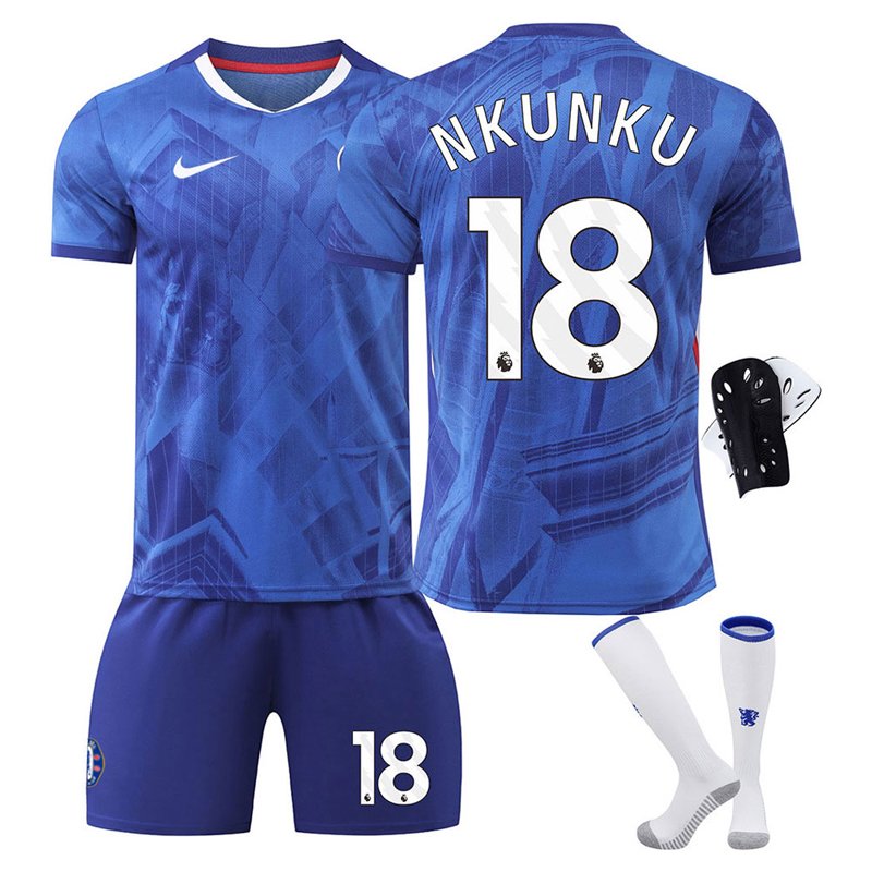 Chelsea FC 2025/26 Hjemmedrakt Barn Kortermet med Nkunku 18 og Shorts