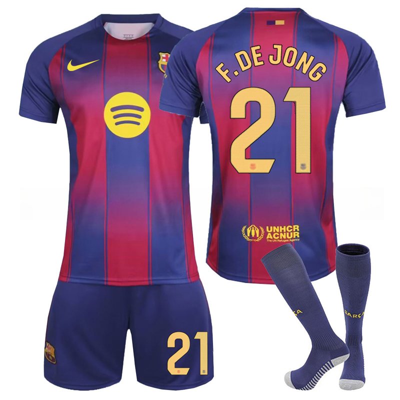 FC Barcelona 2025/26 Hjemmedrakt og Shorts for Menn – F.DE JONG 21 Ryggenummer
