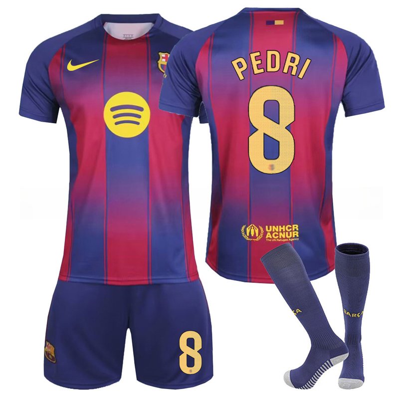 FC Barcelona 2025/26 PEDRI #8 Hjemmesett for Menn – Trøye og Shorts