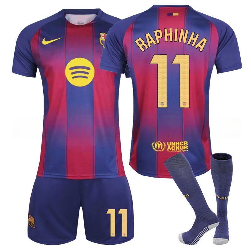 FC Barcelona Hjemmedrakt 2025/26 for Voksne - RAPHINHA 11 Trykk Inkludert
