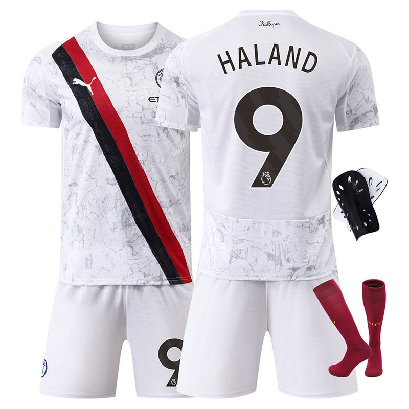 Komplett Manchester City bortedraktsett Club World Cup 2025 med Haaland 9 for store og små