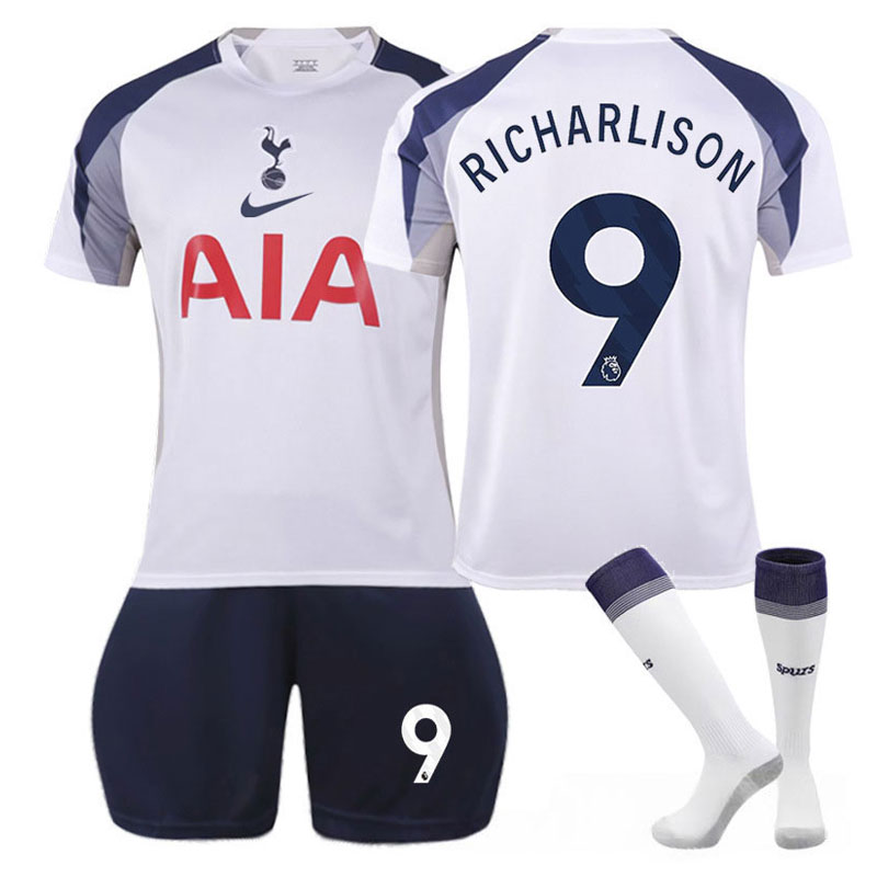 Komplett sett Tottenham hjemmedrakt 2025/26 herre kortermet med Richarlison 9 ryggtrykk