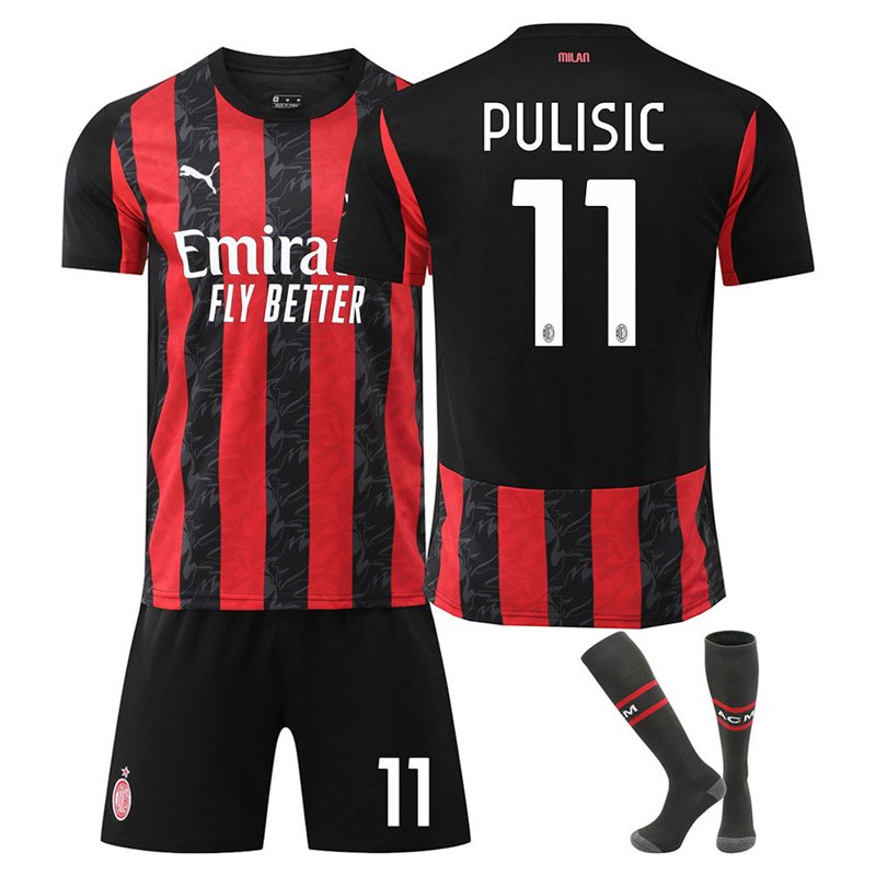 Kortermet AC Milan 25/26 Hjemmedraktsett for Herre - PULISIC 11 Trykk