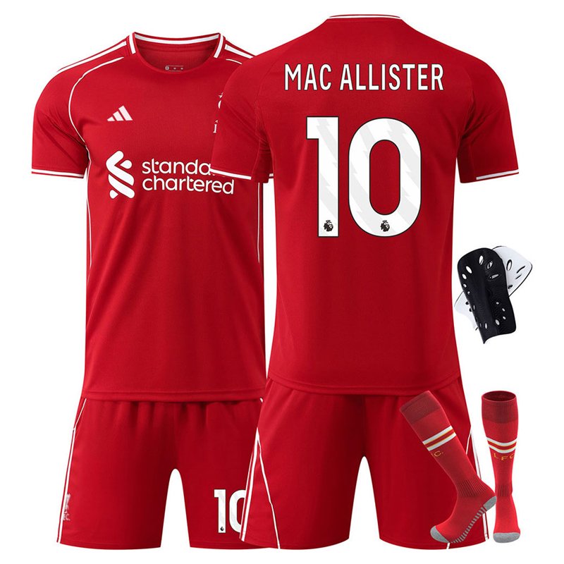 Liverpool barn hjemme draktsett 2025/26 personlig trykk Mac Allister 10 perfekt gave