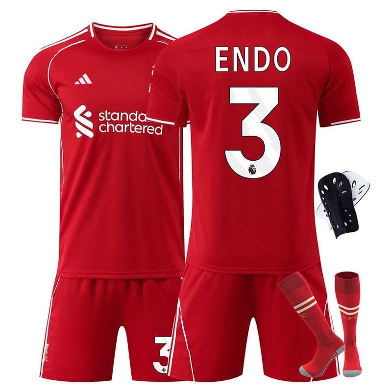 Liverpool hjemme fotballdrakt barn 2025/26 komplett sett med ENDO navn og 3 nummer