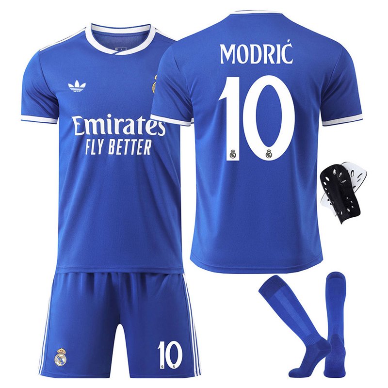 Modrić #10 Real Madrid 2025/26 tredjedrakt barn blå draktsett