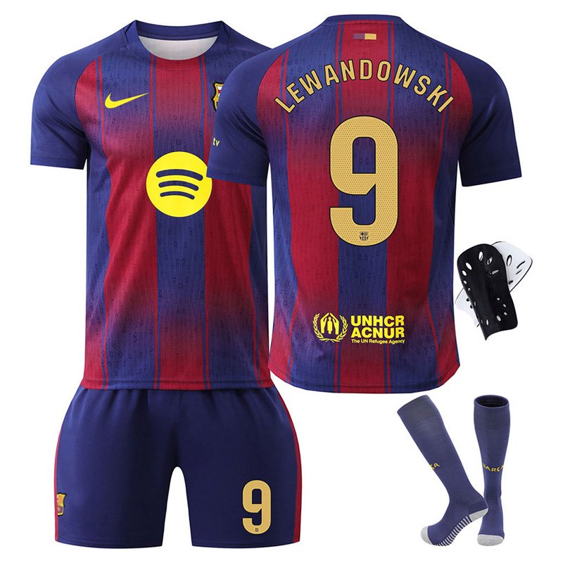 Ny Barcelona hjemmedrakt 2025/26 for barn – Med Lewandowski 9 ryggtrykk