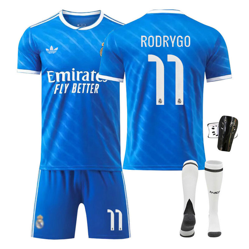 Rodrygo 11 Real Madrid 25-26 tredjedrakt for barn – trøye og shorts
