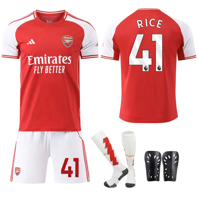 Herre Arsenal 2025-26 Rød Hjemmedrakt med Rice 41 Bakpå